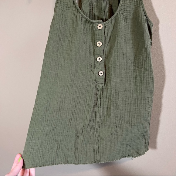 Faherty Women’s Olive Green Organic Cotton Gauze Tank Top XS - Picture 4 of 11